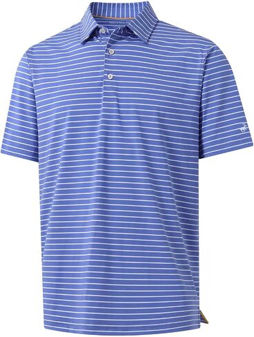 Rouen Mens Polo Shirts Short Sleeve Dry Fit Performance Moisture Wicking Causal Striped Polo Collared Golf Shirts for Men in Saudi Arabia