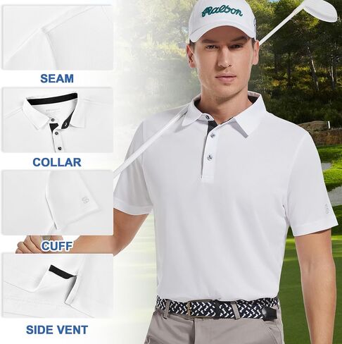 Mens Golf Shirt Short Sleeve Moisture Wicking Dry Fit Performance Solid Casual Pique Collared Golf Polo Shirts for Men in Saudi Arabia