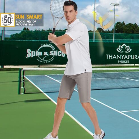 Mens Golf Shirt Short Sleeve Moisture Wicking Dry Fit Performance Solid Casual Pique Collared Golf Polo Shirts for Men in Saudi Arabia