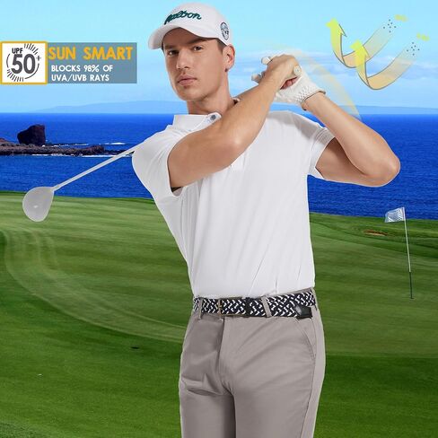 Mens Golf Shirt Short Sleeve Moisture Wicking Dry Fit Performance Solid Casual Pique Collared Golf Polo Shirts for Men in Saudi Arabia