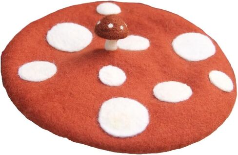 Mushroom Beret Handmade Wool Felt Hat Men Women's Cosplay Cap Vintage Painter Beanies in Kuwait