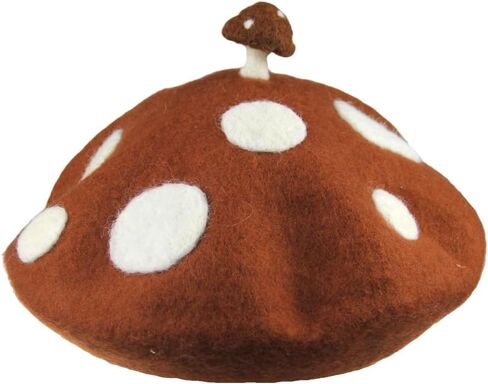Mushroom Beret Handmade Wool Felt Hat Men Women's Cosplay Cap Vintage Painter Beanies in Kuwait