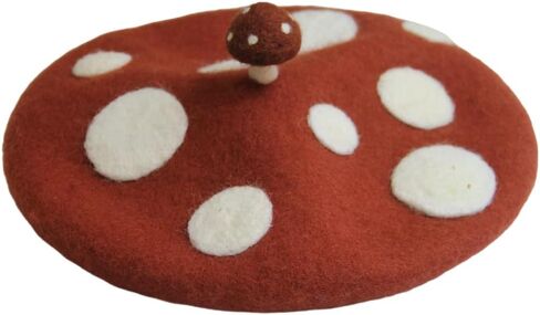 Mushroom Beret Handmade Wool Felt Hat Men Women's Cosplay Cap Vintage Painter Beanies in Kuwait