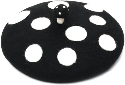 Mushroom Beret Handmade Wool Felt Hat Men Women's Cosplay Cap Vintage Painter Beanies in Kuwait