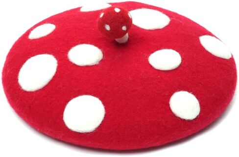 Mushroom Beret Handmade Wool Felt Hat Men Women's Cosplay Cap Vintage Painter Beanies in Kuwait