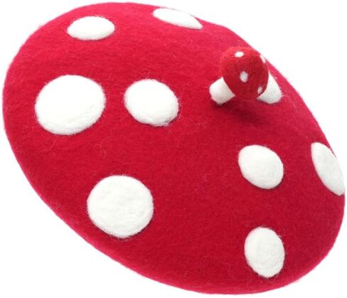 Mushroom Beret Handmade Wool Felt Hat Men Women's Cosplay Cap Vintage Painter Beanies in Kuwait