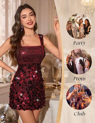 Wedtrend Women's Sequin Dress Saprkly Cocktail Dresses A-Line Swing Homecoming Dresses in Kuwait
