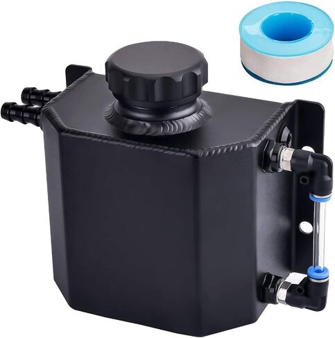 SPEEDWOW Coolant Overflow Tank, Aluminum Radiator Overflow Tank with Teflon Tape & O-ring Gasket, 1 L Universal Reservoir Expansion Tank (Silver) in Saudi Arabia