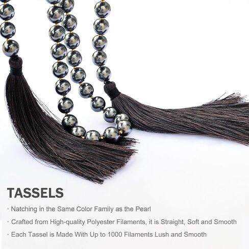 Glass Pearl Garland Tassel, 35inch Farmhouse Table Decor Healing Beads Boho Wall Shelf Hanging Decoration (White) in Kuwait