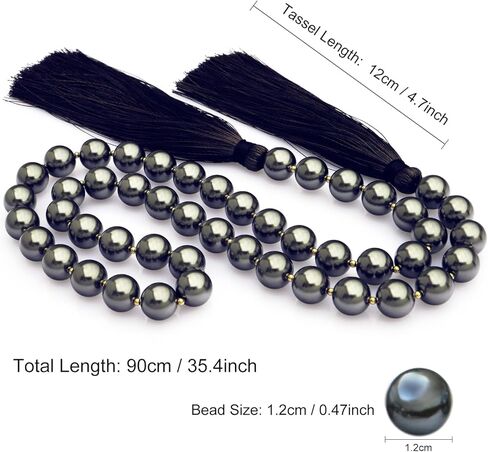 Glass Pearl Garland Tassel, 35inch Farmhouse Table Decor Healing Beads Boho Wall Shelf Hanging Decoration (White) in Kuwait