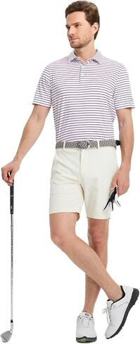 Rouen Mens Polo Shirts Short Sleeve Dry Fit Performance Moisture Wicking Causal Striped Polo Collared Golf Shirts for Men in Saudi Arabia