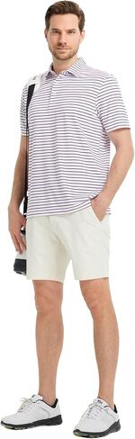 Rouen Mens Polo Shirts Short Sleeve Dry Fit Performance Moisture Wicking Causal Striped Polo Collared Golf Shirts for Men in Saudi Arabia