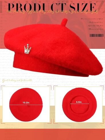 3 PCS Wool Bert Solid Color French Beanie Hat مع بروش وشاح حريري للنساء هدية الفتيات in Kuwait