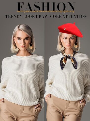 3 PCS Wool Bert Solid Color French Beanie Hat مع بروش وشاح حريري للنساء هدية الفتيات in Kuwait
