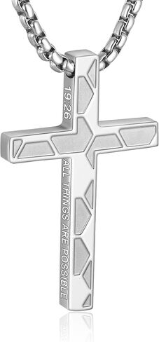 Soccer Cross Necklace for Boys Men Inspirational Christian Bible Verse Cross Pendant Stainless Steel Chain 20+2 inch Soccer Jewelry Religious Gift for Men in Kuwait