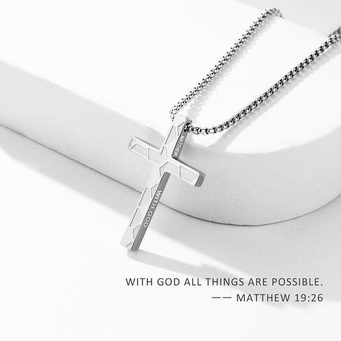 Soccer Cross Necklace for Boys Men Inspirational Christian Bible Verse Cross Pendant Stainless Steel Chain 20+2 inch Soccer Jewelry Religious Gift for Men in Kuwait