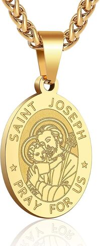 RS Saint St Michael/Christopher/Jude/Benedict/Joseph/Anthony Medal Necklace for Men Boys 24 In Religious gifts in Saudi Arabia