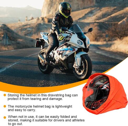 Mandark Motorcycle Helmet Bag, Large Motorbike Helmet Protection Bag with Drawstring Locking, Lightweight Motorbicycle Hood Backpack Storage Pocket, Universal for Dirt Riding Bicycle (Black) in Saudi Arabia