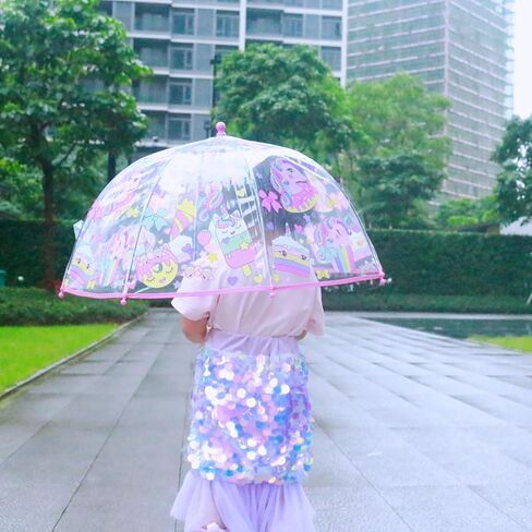 Clear Bubble Umbrella, Transparent Dome Canopy, See Through for Safety, Windproof, Auto Open, Easy-Grip Handle, Lightweight Umbrella for Rain/Sun in Kuwait
