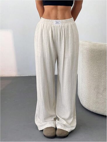 Floerns Girl's Baggy Wide Leg Sweatpants Elastic Waist Loose Track Pants with Pockets in Kuwait
