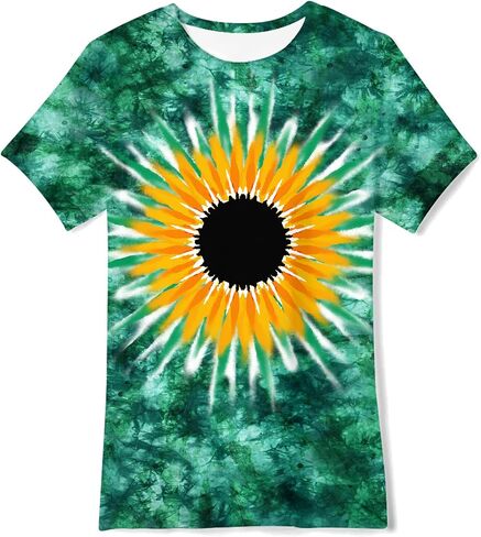 SunFoucs Girls Kids Shirts Size 5-12 Tie Dye Casual Tshirt Short Sleeve Crewneck Tee Top in Saudi Arabia