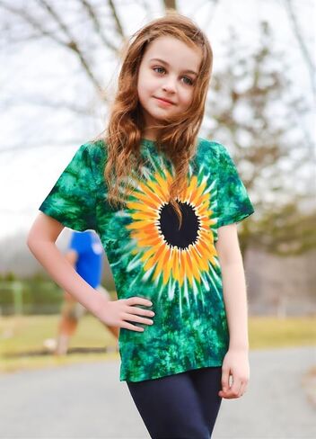 SunFoucs Girls Kids Shirts Size 5-12 Tie Dye Casual Tshirt Short Sleeve Crewneck Tee Top in Saudi Arabia