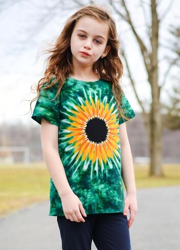 SunFoucs Girls Kids Shirts Size 5-12 Tie Dye Casual Tshirt Short Sleeve Crewneck Tee Top in Saudi Arabia