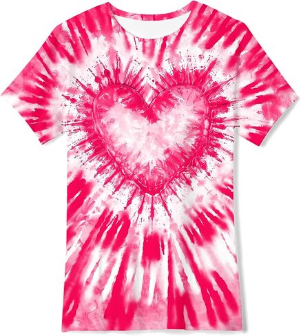 SunFoucs Girls Kids Shirts Size 5-12 Tie Dye Casual Tshirt Short Sleeve Crewneck Tee Top in Saudi Arabia