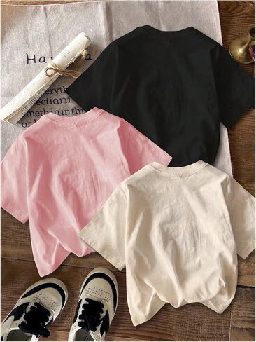 Girl's Bow Cherry Graphic Tees Short Sleeve Crewneck Cute T Shirts Tops for Teens Summer Tops in Kuwait