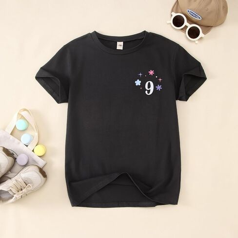 9th Birthday Shirt Girl On Cloud Nine Graphic Tee 9 Year Old Birthday Party T-Shirt Girl Summer Short Sleeve Top in Saudi Arabia