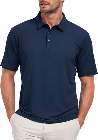 Jacquard Polo Shirts for Men Short Sleeve Golf Shirt Dry Fit Moisture Wicking Performance Golf Shirts in Saudi Arabia