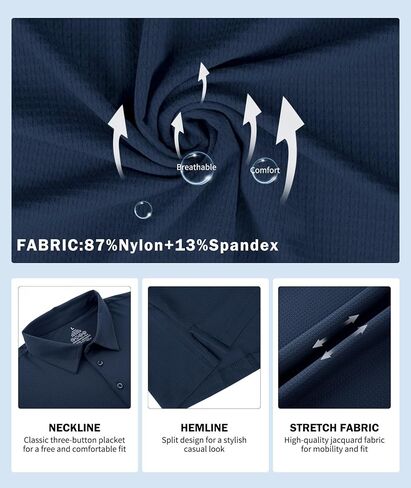 Jacquard Polo Shirts for Men Short Sleeve Golf Shirt Dry Fit Moisture Wicking Performance Golf Shirts in Saudi Arabia