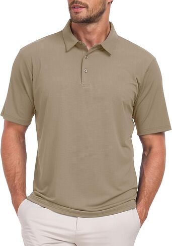 Jacquard Polo Shirts for Men Short Sleeve Golf Shirt Dry Fit Moisture Wicking Performance Golf Shirts in Saudi Arabia