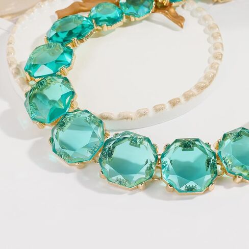 Firstmeet Vintage Resin Rhinestone Necklace Exquisitely cutted Elegant Crystal Collar for Women in Kuwait