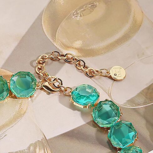 Firstmeet Vintage Resin Rhinestone Necklace Exquisitely cutted Elegant Crystal Collar for Women in Kuwait