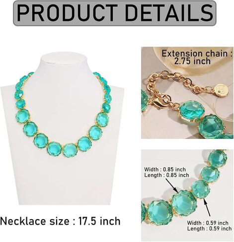 Firstmeet Vintage Resin Rhinestone Necklace Exquisitely cutted Elegant Crystal Collar for Women in Kuwait