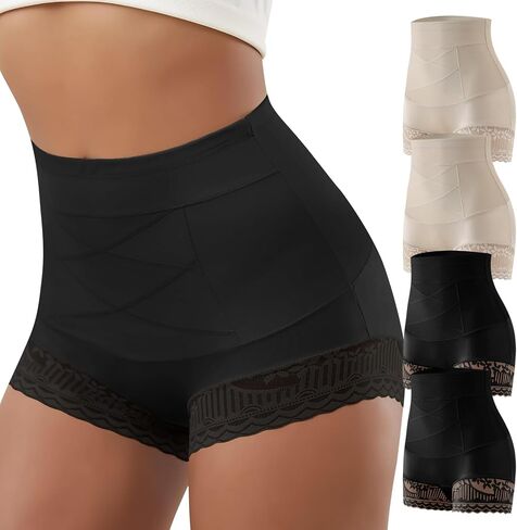 Shapewear Tummy Control Underwear High Waisted Girdle Body Shaper Postpartum Stretch Full Coverage for Women 4 Packs in Saudi Arabia