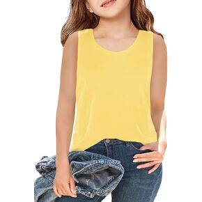 Girls Sleeveless Tank Tops Round Neck Basic Tees Summer Tanks Cute Top 5-14 Years