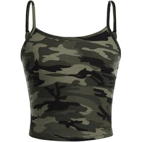 Floerns Girl's Camo Print Camisole Top Spaghetti Strap Slim Fit Cami Tank Top