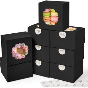 4-Inch Small Cookie Boxes 50 Pcs White - Bakery Treat Boxes with Window for Gifting, To-go Containers for Cake Slice, Macarons, Donuts 4x4x2.5 in Kuwait