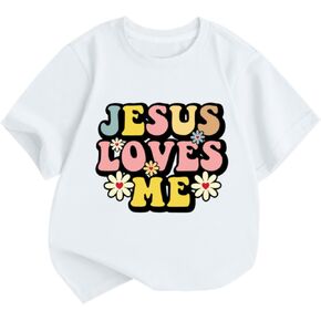 Girl's Christian Graphic Tees Jesus Shirts for Kids Faith Cute Floral Inspirational Tshirt Religious Bible Verse Tops