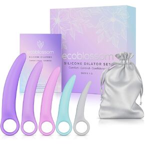 Ecoblossom Silicone Dilator Set - The Most Comfortable Dilators for Women with Pain - Pelvic Floor Trainer, Stretcher, and Expander (Curved, Sizes 1-5)