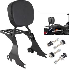 ركاب الدراجات النارية Low Backrest Sissy Bar مع رف أمتعة وسادة الراحة الخلفية ورسائل أجهزة الالتحام المتوافقة مع Sportster 883 XL883 1200 XL1200 2004-2024