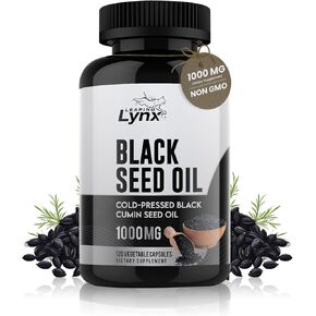 Pure Organic Black Cumin Seed Oil Capsules 1000mg, Cold-Pressed Black Seed Oil Nigella Sativa with Max Thymoquinone, 120 Capsules, Rich in Omega-6 & Omega-9, Black Cumin Oil for Immune & Brain Support
