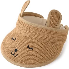 Furtalk Kids Toddler Straw Sun Visor Hat Wide Brim Beach Hat for Girls Boys