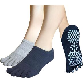 Soxsense Pilates Grip Toe Socks for Women & Men, Cushioned Low-Cut Five Finger Socks Non Slip for Yoga, Barre, Gym