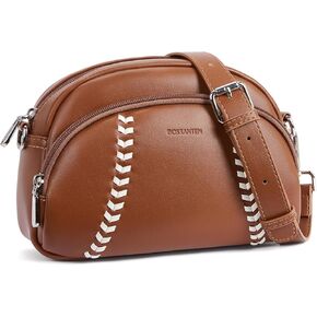 BOSTANTEN Baseball Crossbody Purses for Sport Mom Small Shoulder Bag Vegan Leather Women Handbags for Events