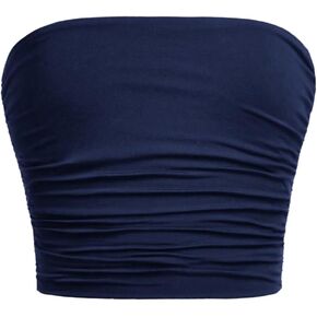 Floerns Girl's Basic Sleeveless Bandeau Kids Strapless Ruched Tube Tops