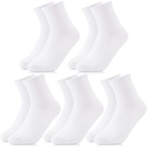 Jspupifip 5 Pairs Girls Ruffle Socks White Cotton Scalloped Ankle Socks Textured Dress Socks School Uniform Socks for Girls 6-8 Years (US 11C-1Y)