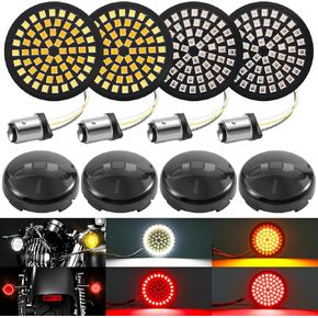 2025 LED Turn Signals 1157, 2" Bullet Blinker Front Rear Led Lights w/ 4 Dark Smoked Lenses Combo Kit Fit for Harley Davidson Road Glide Street Glide Sportster Iron Softail Dyna